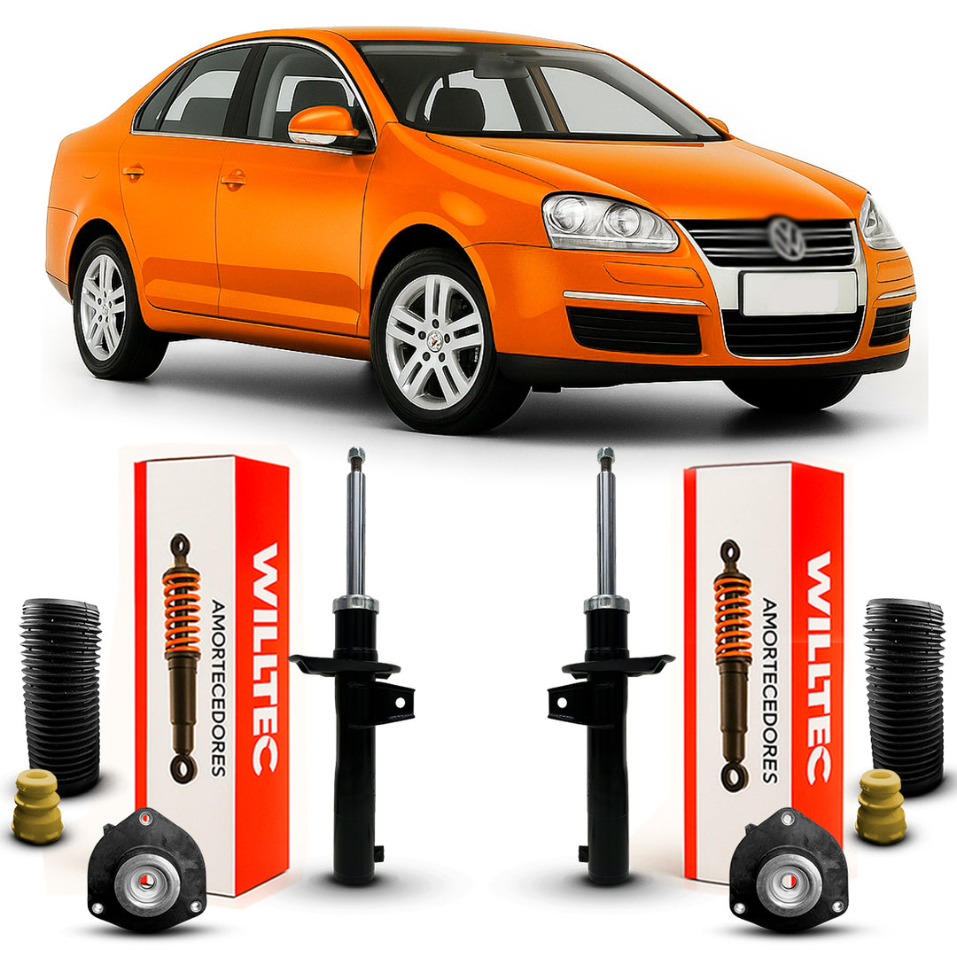 Par Amortecedor + Kit Coxim Dianteiro Volkswagem Jetta 2008 A 2017