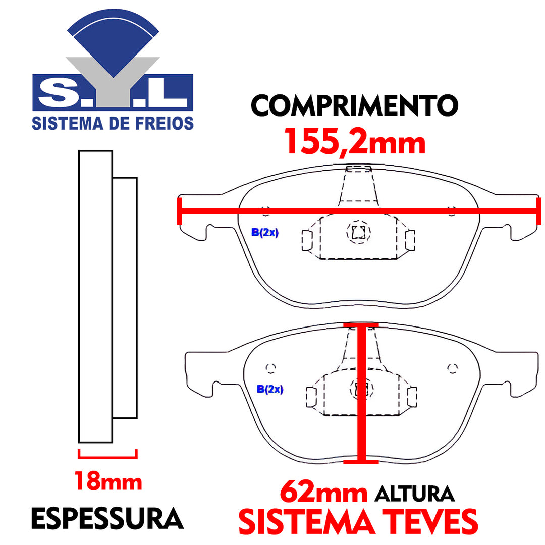 Jogo Pastilha de Freio Dianteira SYL Volvo S40 2004 a 2010